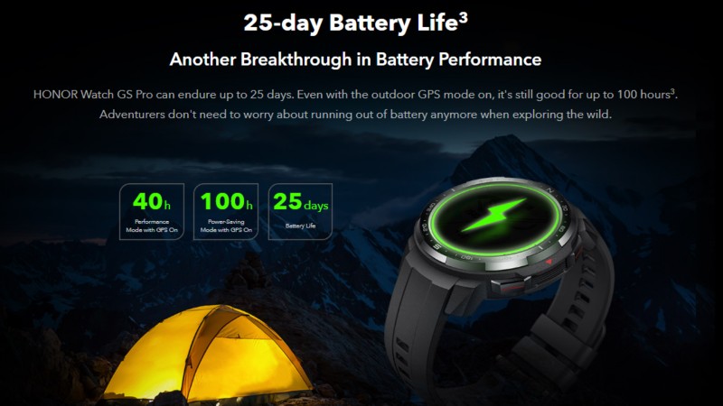 honor watch gs pro-Battery